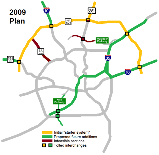 Proposed 2009 tollway locations map