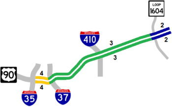 I-10 East lanes map