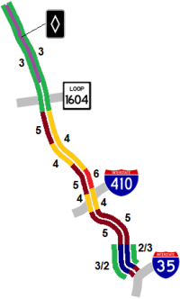I-10 West lanes map