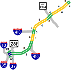 I-35 North lanes map