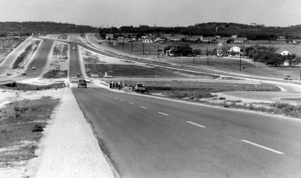 I-35 at Pat Booker Rd. interchange looking southeast ca. 1957