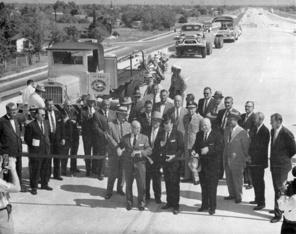 I-35 ribbon cutting at SW Military Dr. looking north in 1960