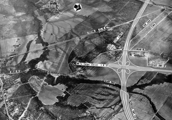 Snippet of 1950 plan for I-37 at Loop 410
