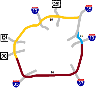 I-410 speed limit map
