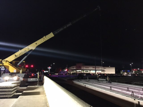 Nighttime road work in San Antonio