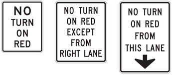 No turn on red exception signs