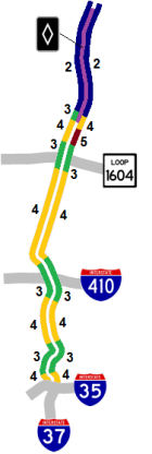 US 281 lanes map