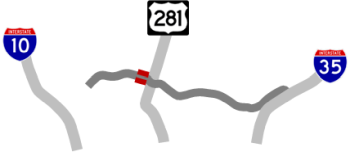Wurzbach Pkwy access roads map