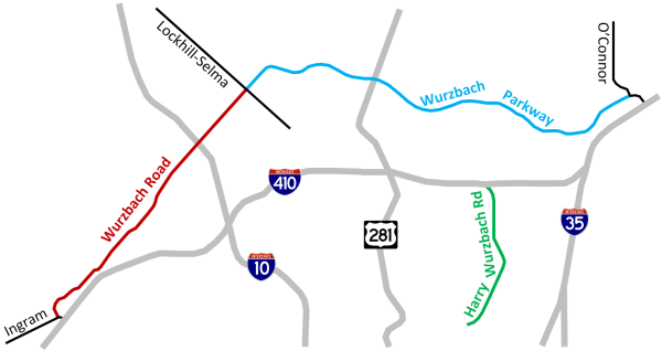 Map of Wurzbach roads